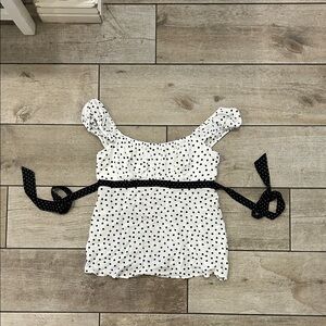 Hollister White Top with Black Dots